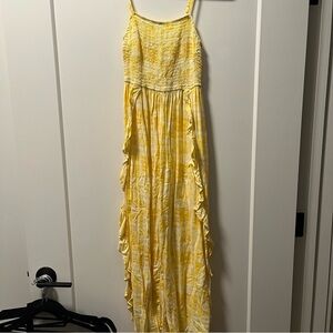 Yellow and White Summer Ruffle Tank Top Jumpsuit
